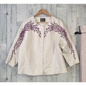 Bob Mackie Embroidered Pique Jacket Blazer Sz. XL